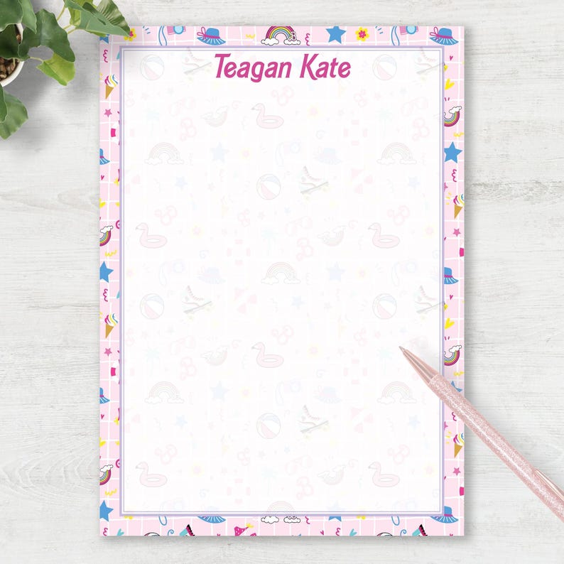 Personalized Barbie Notepad Stationery Set Girl Custom Note Pad Gift ...