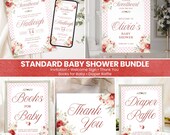 Baby Shower Invitation Bundle Printable Party Template Girl Celebration Little Sweetheart Package Red Rose Theme Design Instant Downloa B109