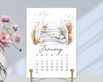 Desk Calendar 2027 Monthly Planner Nautical Theme Ocean Art Coastal Design Beach Office Gift Appreciation Present Minimal Workspace