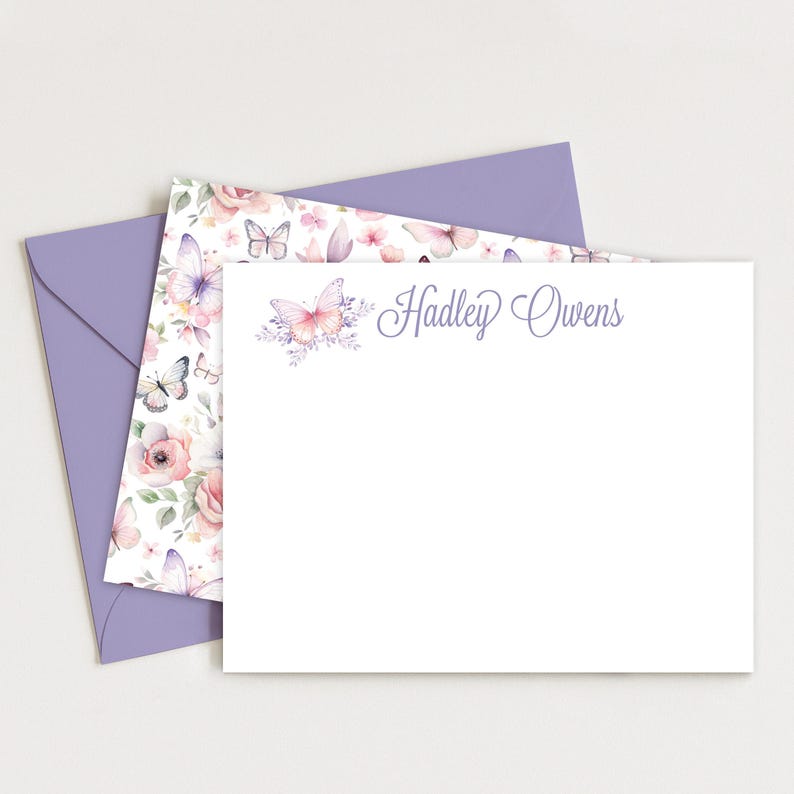 Personalized Butterfly Stationery Set Gift for Her Name Card Writing ...