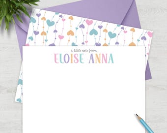 Personalized Kids Stationery Set Custom Note Card Boxed Stationery Boy Girl Thank You Card Set Engraved Greeting Children Writing Paper 1023