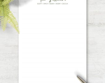 Personalized Family Notepad Custom Stationery Set Gift for Her Birthday Present Unique Stationery Personalized Name Paper Pad Gift for Him