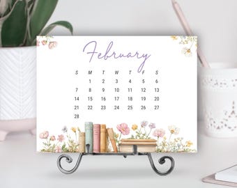 Desk Calendar 2027 Reading Planner Set Teacher Decor Gift Idea Book Enthusiast Workspace Organizer Floral Watercolor Calendars Reader C108
