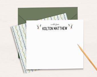 Hunting Note Card Custom Stationery Monogram Note Cards Personalized Mallard Duck Hunter Thank You Gift Men Waterfowl Correspondence 1026