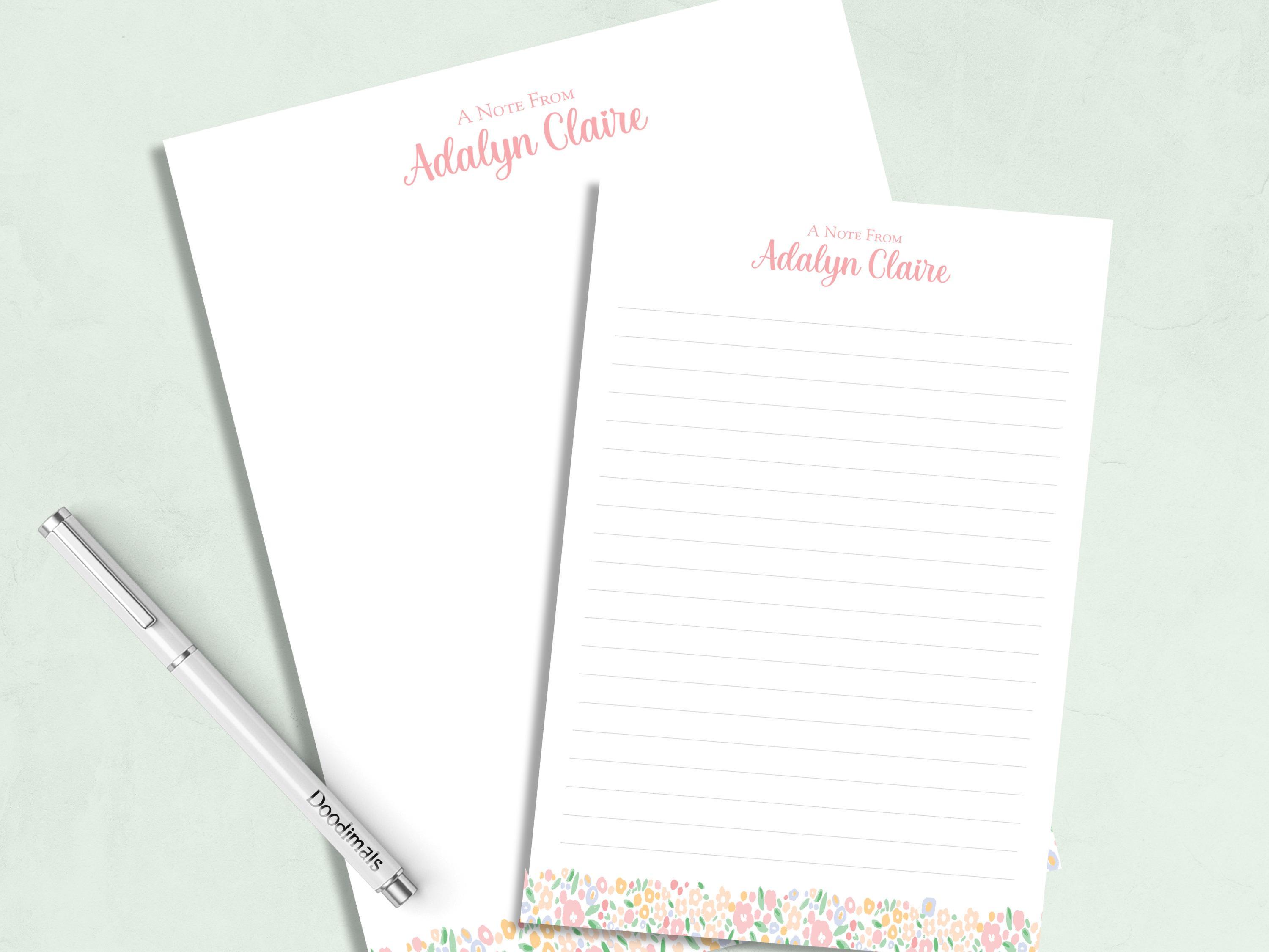 Personalized Daisy Notepad | Watercolor Floral Stationery | Girls ...