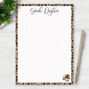 Personalized Notepad Custom Leopard Stationery Animal Print Writing Pad Teacher Desk EssentialsOffice Supply Student Gift Bridal Shower 1019