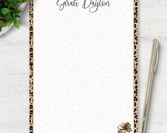 Personalized Notepad Custom Leopard Stationery Animal Print Writing Pad Teacher Desk EssentialsOffice Supply Student Gift Bridal Shower 1019