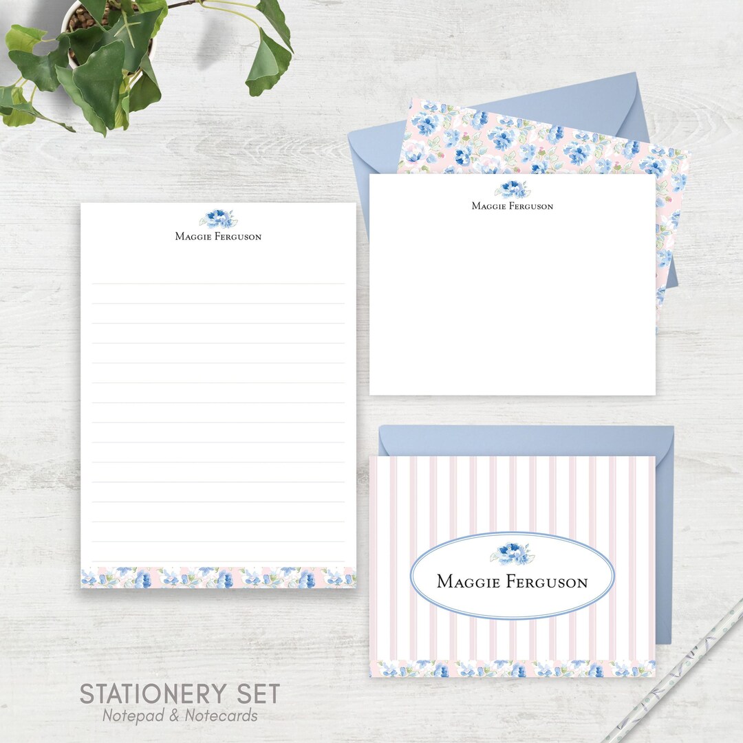 Personalized Stationery Set Custom Notecards Notepad Gift Wedding Thank ...