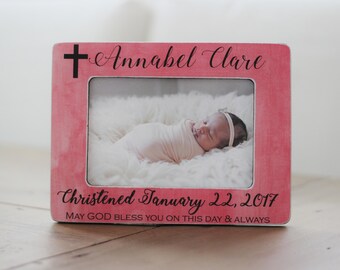 Christening Gift for Girl Personalized Picture Frame Godson Goddaughter Godchild Godparents Gift for Christening