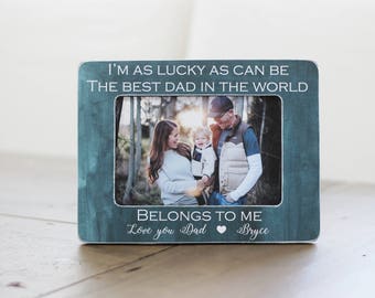 Christmas Dad Gift | Gift from Kids | Picture Frame | Gift for Husband | I'm As Lucky As Can Be The Best Dad In The World Belongs