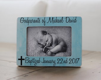 Christening Gift for Boy Personalized Picture Frame Godson Goddaughter Godchild Godparents Gift for Christening