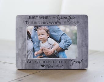 Father's Day Gift for Great Grandpa, Great Grandpa Gift, Get Promoted to Great Grandpa, Personalized Picture Frame