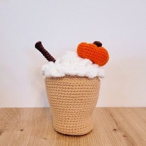 Crochet Pattern Pumpkin spice latte amigurumi, PDF instant download fall vibes crochet play food