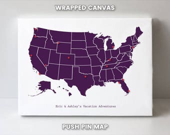 us push pin map map of the united states personalized travel etsy