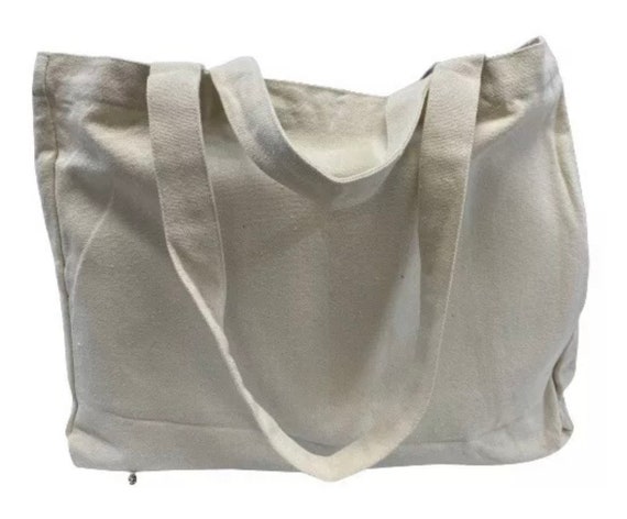Big Organic Canvas Cotton Shopping Tote Bag With 6 Slots Inside