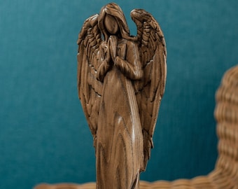 Wooden angel statue, religious statues, angel decoration, religious statue,  guardian angel, decor wedding, catholic gift, holiday decor