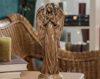 Wood carving angel, christian decor, angel statue, angel sculpture, angel decor, angel decor art
