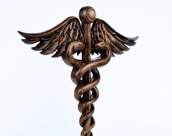 Snake statue, future doctor gift, handmade sculpture, medical symbol, rod of asclepius, christmas gift