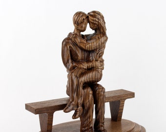 Wall Art, Wood Carving, Wood Sculpture, Couple Statue, Couple Art, Gift For Husband, Wedding Gifts,  Couple Figurine, Couple Gift