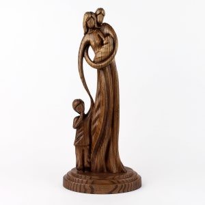 Handmade Wooden Family Sculpture: Personalized Keepsake Gift