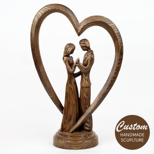 5th Anniversary Gift for Her, Wooden Anniversary Heart, Custom Engraved Sculpture, Wooden Sculpture, Wooden 5 Year Anniversary Gift