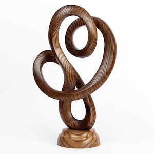 Escultura de madera infinita, escultura abstracta de 25 cm para el hogar moderno, estatua caprichosa, escultura decorativa, regalo de inauguración, tallado en madera, hecho a mano
