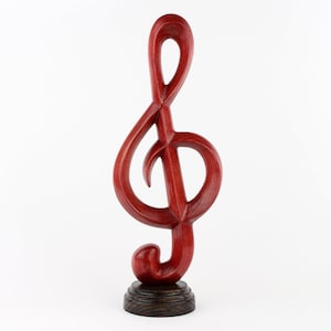 Wooden Treble Clef Sculpture – Handmade Music Note Gift for Musician, Music Teacher or Studio Decor – Musical Home Accent in Natural Wood