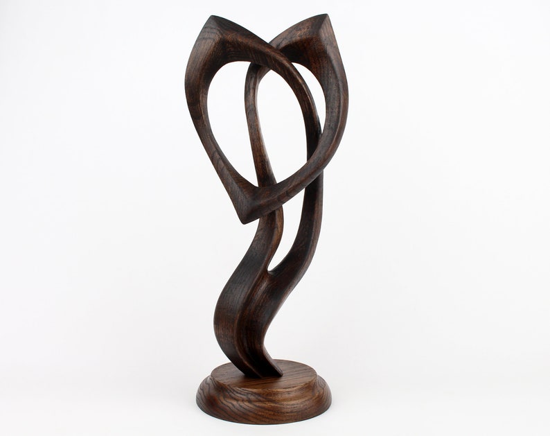 Wooden Heart Sculpture Abstract Romantic Statues Wood Unique Gifts For Women Wife