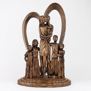 Family Members Statue Portrait, Big Family Parents with Kids, Family of Six, Family of 6, Anniversary Gift