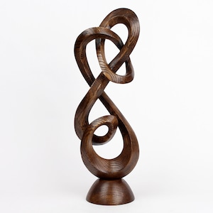 Personalized Wood Love Statue: Hand Carved Abstract Sculpture