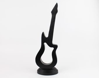 Minimalist Wooden Guitar Sculpture – Handmade Music Lover Gift – Abstract Music Decor – 5th Anniversary Wood Gift for Him or Her