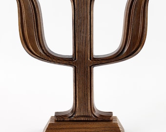 Sculpture de signe Psi en bois sculpté à la main : cadeau de psychologue