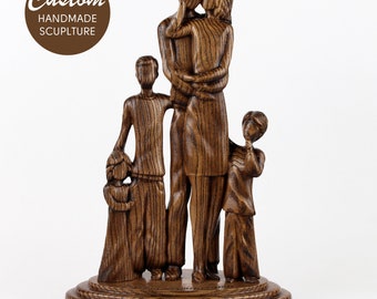 Handmade Wooden Family Figurine, 5 Year Anniversary Gift