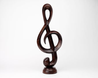 Musical Treble Clef 12" Sculpture, Wooden Sculpture Musical Note, Music Teacher Gift, Musician Gift, Piano Decor