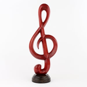 Treble Clef Wooden Sculpture – Music Lover Gift, Music Teacher Decor, Musician Desk Art – Handcrafted Minimalist Music Symbol