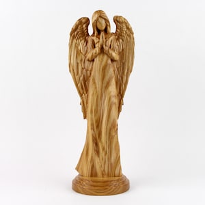 Wooden Angel Sculpture, 12&quot; Guardian Angel Figurine, Wooden Angel statue, Gift for the home, Holiday decor Christmas, Gifts for home family