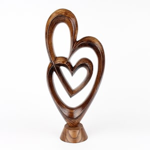 Skulptur zum 5-jährigen Jubiläum, abstrakte Skulptur Kunst, Herz Holz Skulptur, Herzform Geschenk, Holz Herz Dekor, Herz Statue, Herz Geschenk