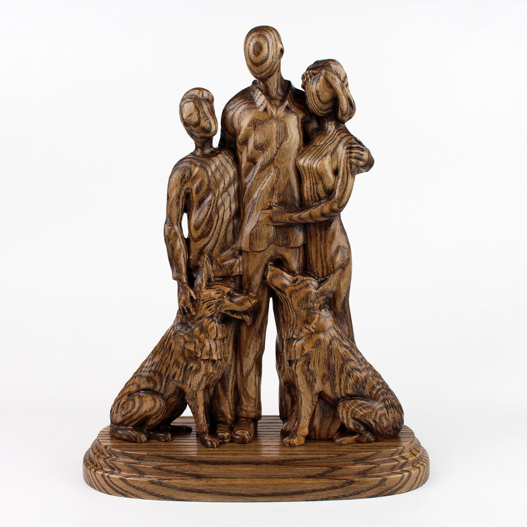 Carracci Couple with Dog Figurines Ornaments, We Are A Family Memorials Statues for Dog Lovers main image 0