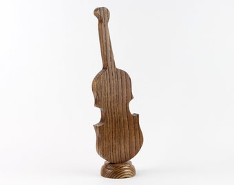 Wooden music home decor, wooden violin, music wood carving, music sculpture, music studio decor, music themed gifts, carved violin