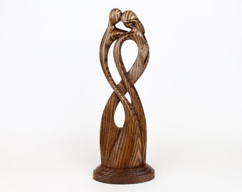 Wooden unique decor, wood carving sculpture, couples gift, abstract wood sculpture, modern decor, wooden people, couple silhouette