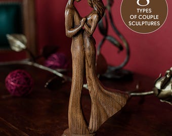 Personalized 5th Anniversary Gift for Wife, Handmade Gift For Her, Wedding Romantic Gift, Wife Birthday Gift, Wooden Statue, Wood Sculpture