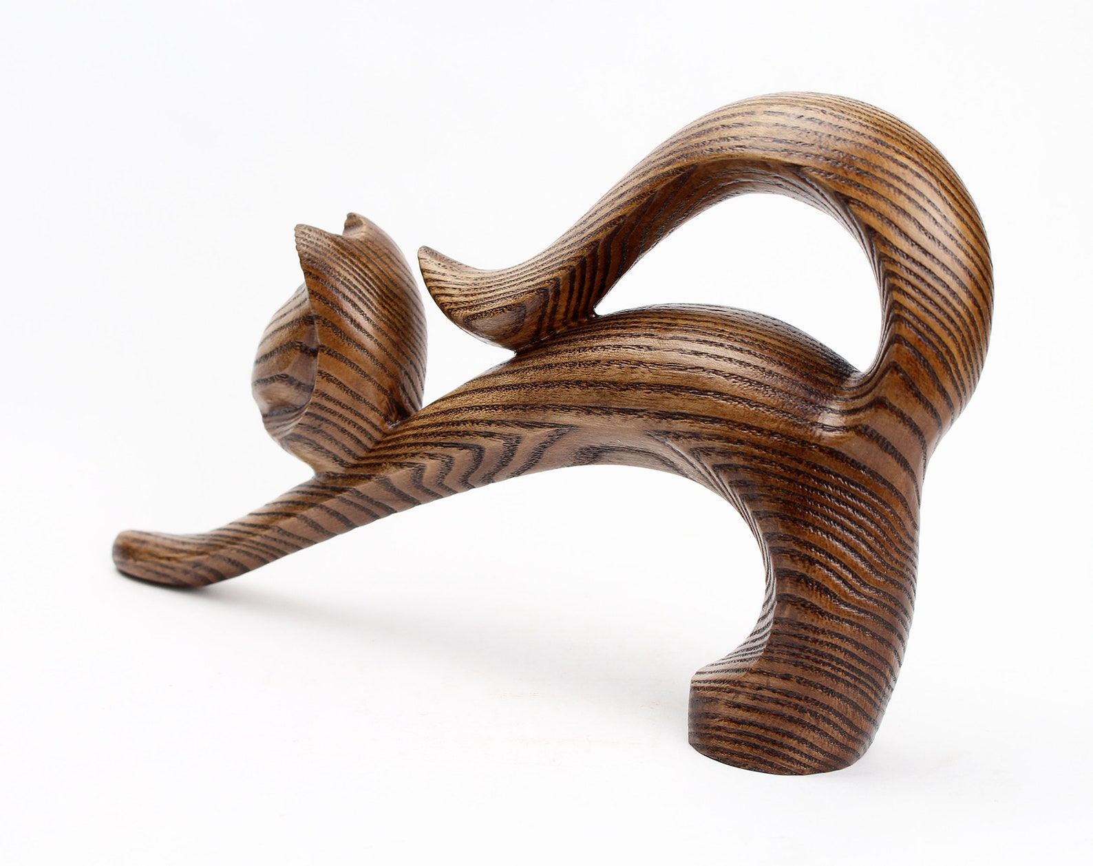 Cat Sculpture Wooden Cat Statue Wood Cat Statue Animal Etsy