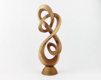 Abstrakte Herzskulptur, Holzhandschnitzerei, minimalistisches Dekor, Herzstatue, Valentinstagherzen, Geschenk zum 5-jährigen Jubiläum