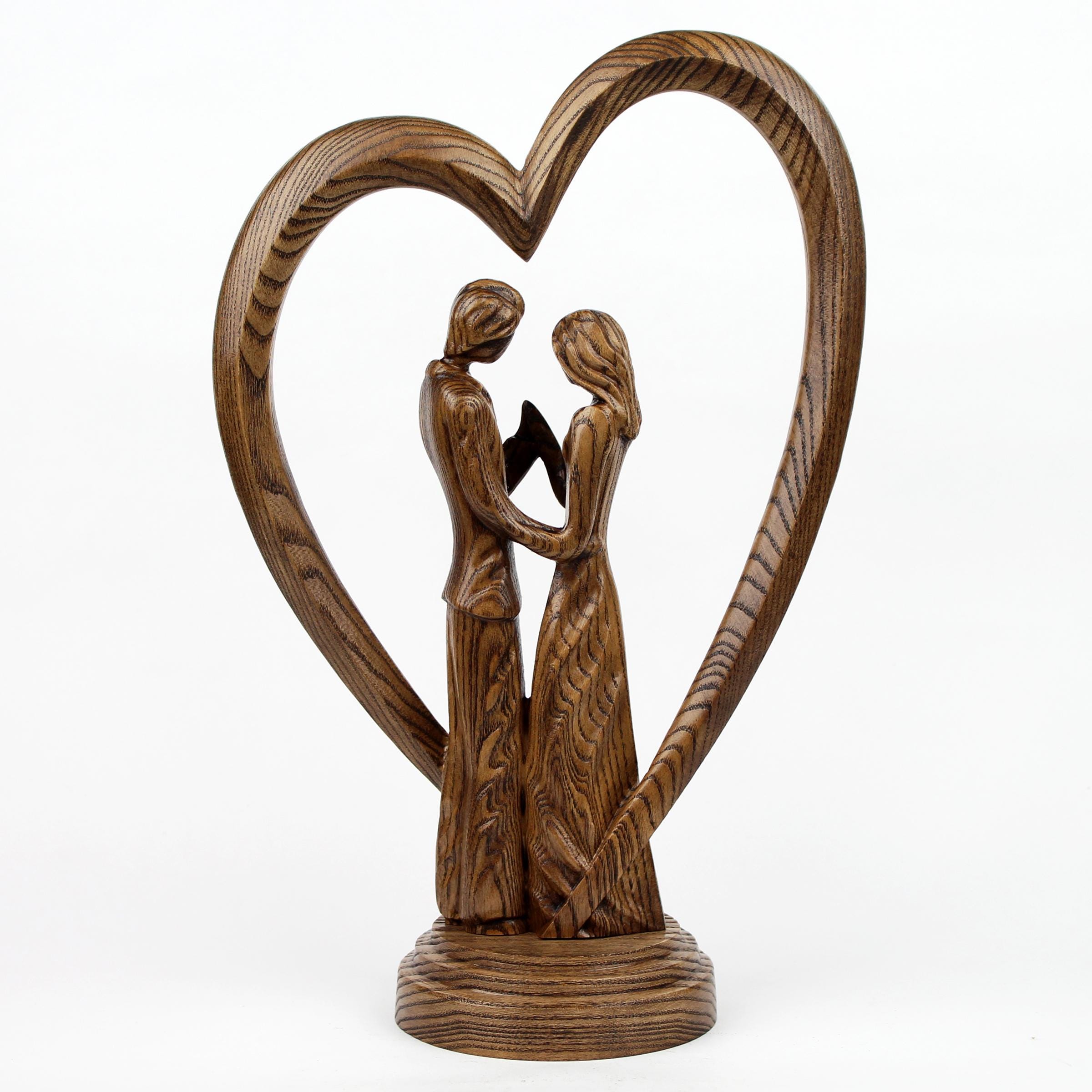Couple Wood Statue, 5th Anniversary Gift, Wedding Wood Statue, 5 Year ...