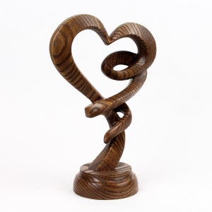 Wooden Heart Figurine, Heart Gift Sculpture, Valentine hearts statue, abstract art sculpture, Wooden Anniversary Gift, Wooden home decor