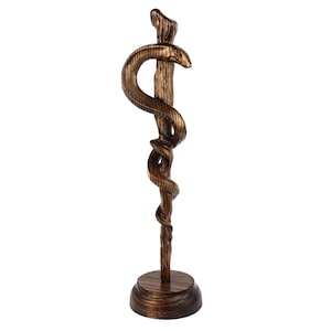 Statua in legno del Bastone di Asclepio - Regalo di laurea di alta qualità per medici