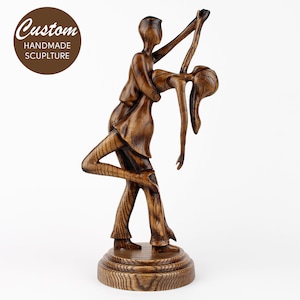 Geschenk zum 5-jährigen Jubiläum aus Holz - Handgefertigte Tango-Paar-Skulptur, romantisches Hochzeitsgeschenk, leidenschaftliche Tanzfigur für Paare, Tango-Geschenk