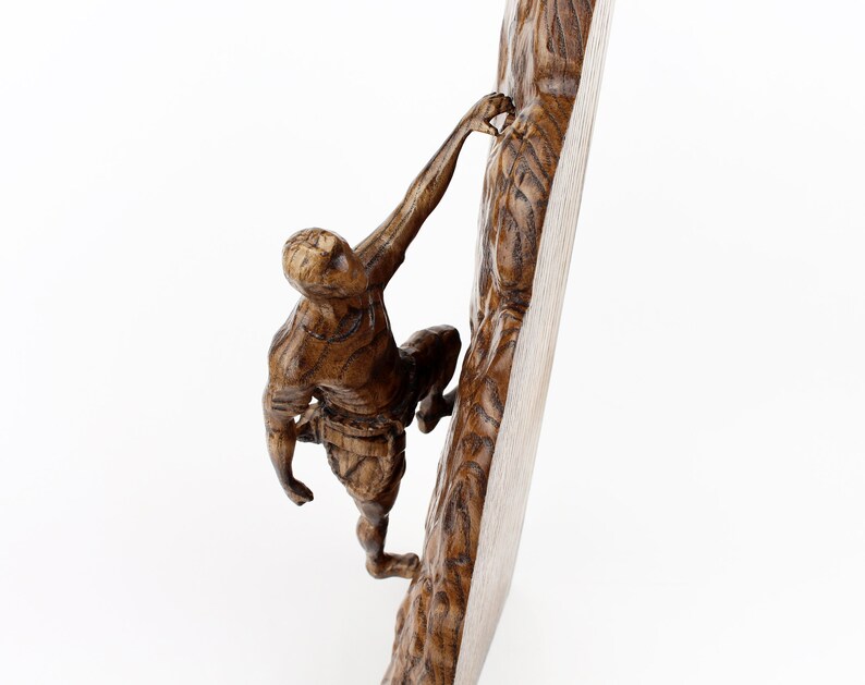 Rock Climbing Figurine Wooden Sculpture Male Rock Climber Etsy