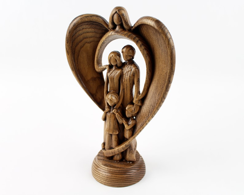 Family Angel Sculpture Angel Guardian Custom Statue Family Etsy