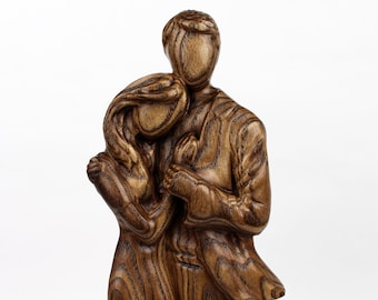 Silhouette de couple en bois, statue en bois romantique, ornement de couple, cadeau sentimental, ornement de marié